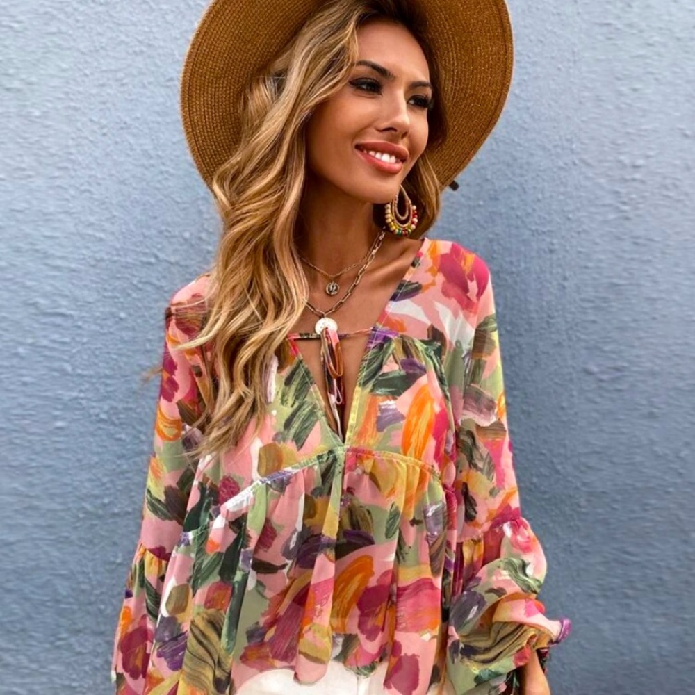 Brushstroke babydoll blouse
